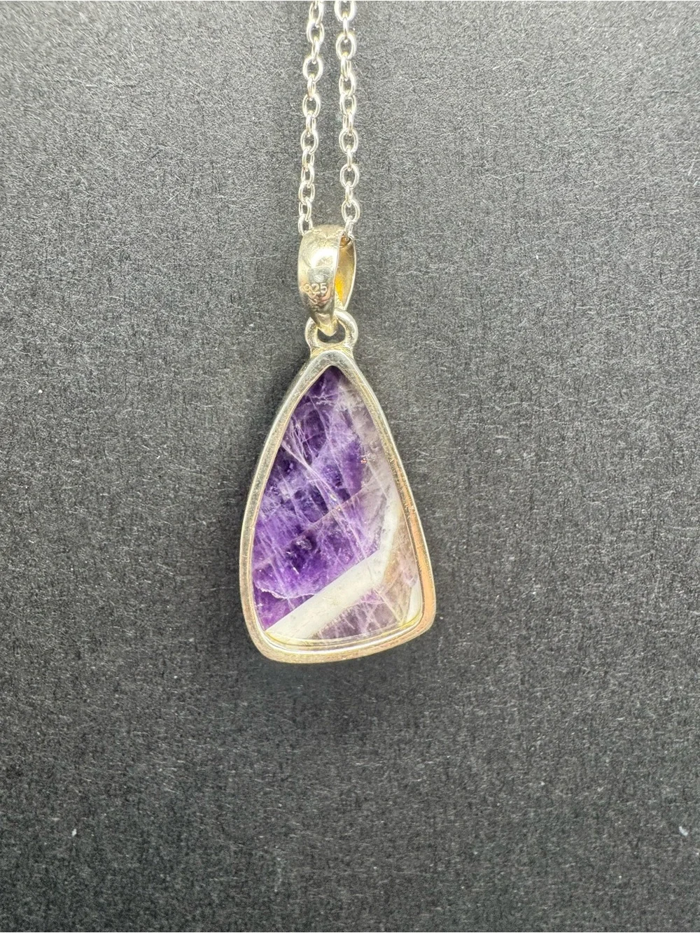 Chevron Amethyst Pendant 925 Silver
